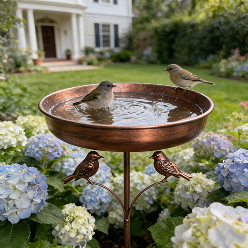 Outdoor wrought iron bird - outdoor, bath