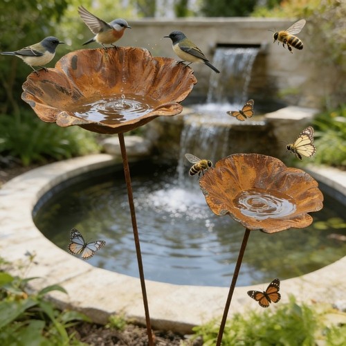 Metal bird bath - metal,