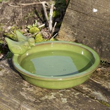 Olive Green Glaze Ceramic Bird