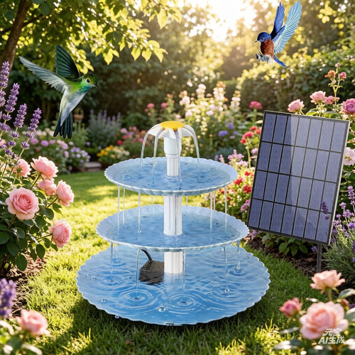 Solar fountain bird - bird, bath