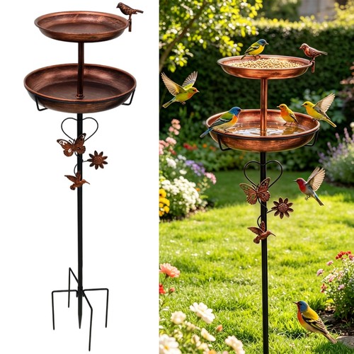 Tall bird bath double - bird,