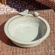 Green Reactive Glaze Bird Bath